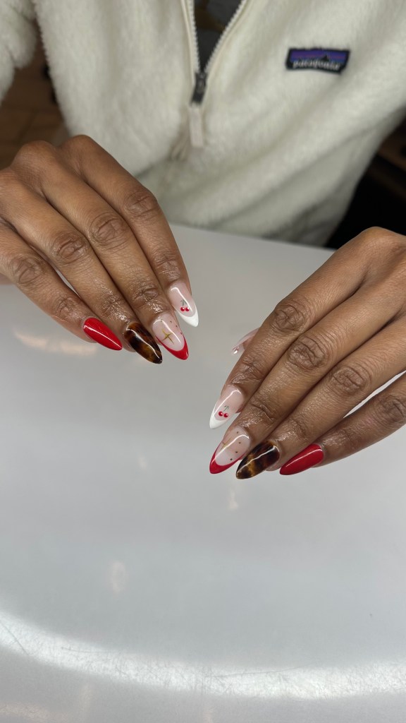 Manicured nails with art and polish